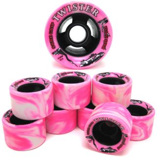Grip Twister Pink & White Quad Speed Roller Skate Wheels   8 Count Set