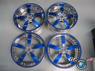 Four Forgiato Ito 20 Staggered Chrome Blue Custom Rims Wheels Lexus