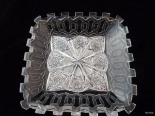 Stunning Art Deco abp Cut Glass Crystal Square Bowl Dish