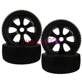 4pcs RC 1 8 Off Road Buggy Car Rubber Tyre Tires Wheel Rim Black 17mm