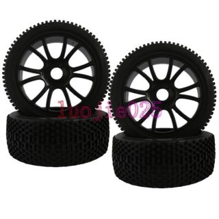 Off Road Car Buggy Rubber Tyre Tires & Plastic Wheel Rim black 84B 801