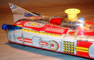 Operated Tin Litho Space SHIP Me 102 Astronef Electrique in Box