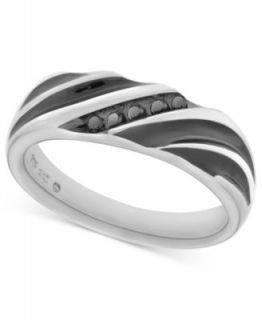 Mens Sterling Silver Ring, Black Diamond Braided Ring (1/4 ct. t.w