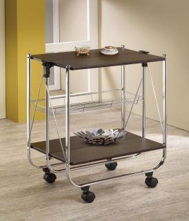 Folding Cappuccino and Silver Kitchen Serving Cart by Coaster 910027