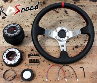 Steering Wheel Hub Quick Release 88 91 Civic CRX 320mm Black Silver 3