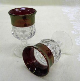 Old Kings Crown Cordial Iridescent Cranberry Glass 12