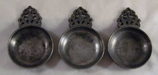 Three Miniature Vintage Stede Pewter Pourers Porringers