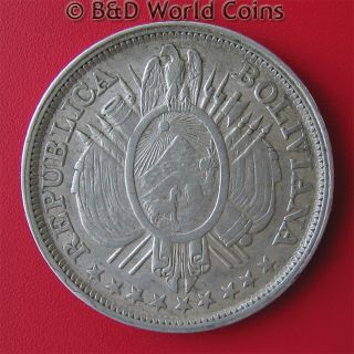 Bolivia 1893 PTS CB 50 Centavos Silver 30mm Bolivian Collectable Coin