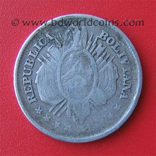 Bolivia 1887 PTS FE 20 Centavos Silver 23mm Bolivian Collectable Coin