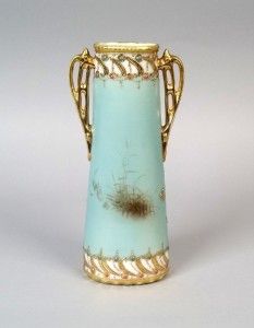Nippon Flying Swan Jeweled Vase with Moriage Trim