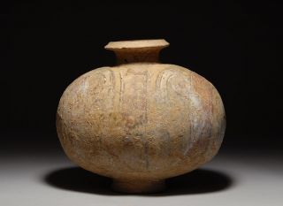 Ancient Chinese Han Dynasty Antique Cocoon Terracotta Jar 200 B C