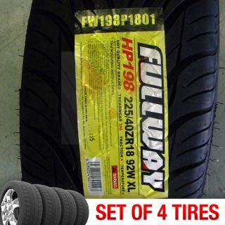 Set of 4 New 225 40R18 Fullway HP198 Tire Package 225 40 18 2254018