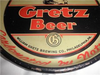 Gretz Beer Philadelphia PA RARE Pie Pan Tray with Man Keg