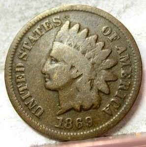1869 G Full Rim Indian Head Cent ID Z266