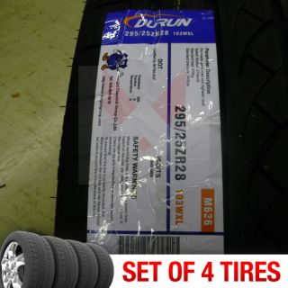 Set of 4 New 295 25R28 Durun Malta M626 Tire Package 295 25 28 2952528