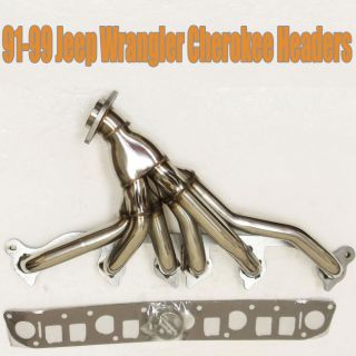 1991 1999 Jeep Wrangler Cherokee Polished Stainless Steel Header 4 0L
