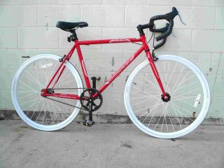 Fixie Fixed Gear Flip Flop Hub Steel Bike Bicycle 53cm Drop Bar Red