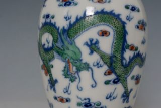 Pair Antique China Porcelain Doucai Glaze Vase Signed Kagnqi Dynasty