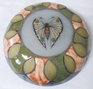 Dybdahl Danmark Pottery Stoneware Faience Lidded Bowl Butterfly