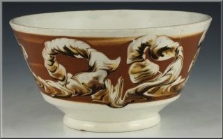 Beautiful 19th Century Earthworm Pattern Mochaware Mocha Bowl