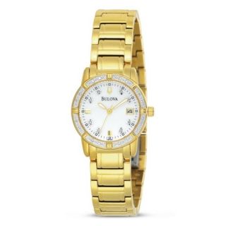 Bulova Ladies 24 Diamond Gold Dress Watch 98R135