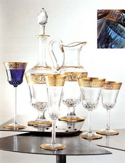 St Louis Hermes Thistle 24 KT Gold Wine Hocks Crystal Assorted Colours