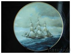 Lightning Sailing Clipper SHIP Lundgren Gold Rim Plate
