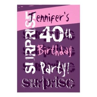 40th Birthday Party on 40th Birthday Party Purple Pink Template Invite