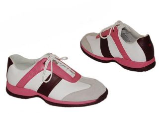 Hauergolf W16 Damen Echt Leder Golfschuhe Sport 38 UK 5 5 weiss pink