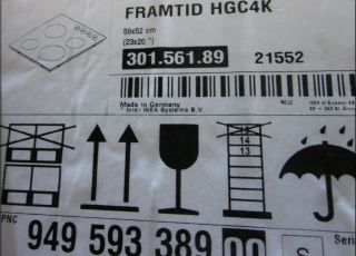 NEUWARE Ikea Keramikfeld Kochfeld FRAMTID HGC4K Keramikkochfeld Glas