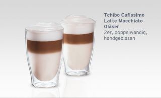 Tchibo Cafissimo Latte Macchiato Gläser 2er doppelwandig handgeblasen
