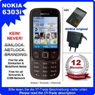 Handy Nokia 6303i classic braun bronze chesnut wie NEU / look like NEW