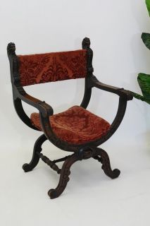 Scherenstuhl Armlehnstuhl Sessel mit zwei Hocker Gründerzeit um 1880