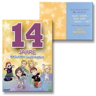 Archie Geburtstagskarte zum 14. Geburtstag Junge Mädchen gelb