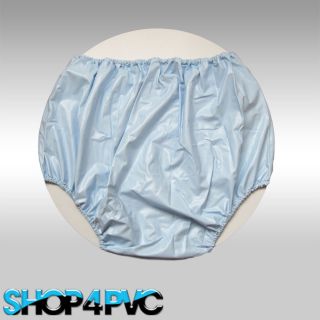 Baby Blue PVC Adult Plastic Pull On Pants Waterproof Over Nappy Diaper