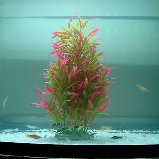 NEU Aquarium Fisch Kunstpflanze Wasserpflanze Aquarien DEKO gruen rot