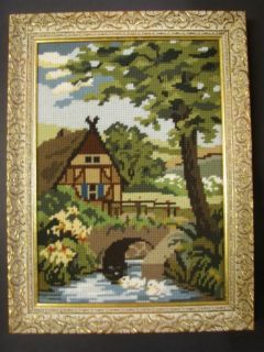 Gobelin Bild 39 x 29 cm Haus am Fluss   1001 4