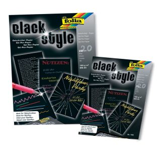 Folia Black Style Gelschreiber Papier 100g m DIN A5 20 Blatt schwarz