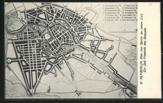 AK Alt Berlin, Stadtplan von Berlin im Jahre 1785, zur Zeit Friedrich