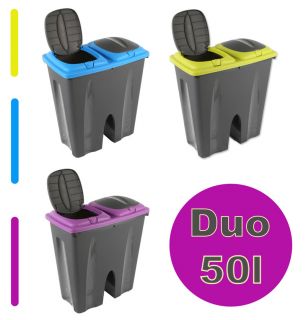 50 l Abfalleimer Mülleimer Plastik 2x25 l Push Aufbewahrungsbox duo