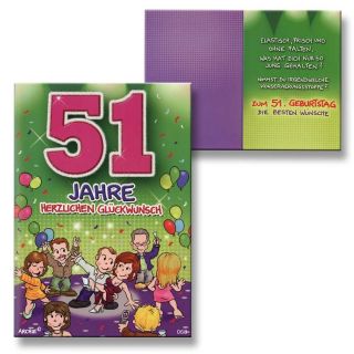 Archie Geburtstagskarte zum 51. Geburtstag Junge Mädchen lila