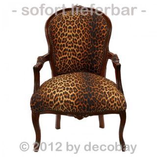 Leoparden brauner Antiker barock Stuhl Salon Stuhl Safari Look