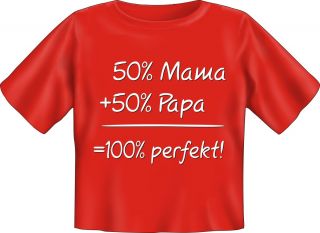 Baby T Shirt lustige Sprüche   50% Mama + 50% Papa   Fun Babyshirt