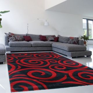 Moderner Designer Teppich Rot Schwarz