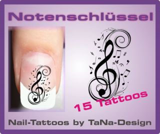 Nail Art / Nail Tattoo Notenschlüssel   15 Stück *NEU*