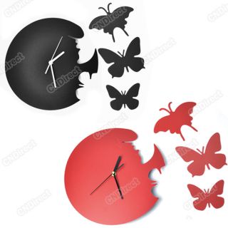 Moderne Schmetterling Wanduhr Uhr Wandtattoo Hause Art Design Schwarz
