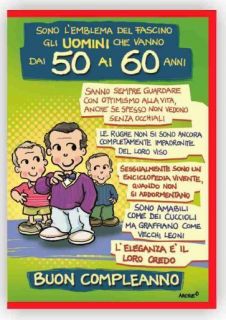 BIGLIETTO AUGURI COMPLEANNO UOMO TRA 50 60 ANNI GREETING CARDS