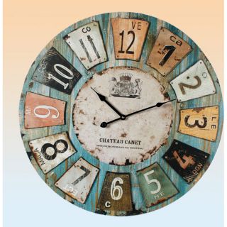 Nostalgie Wanduhr Uhr aus Holz Chateau 60 cm Durchmesser Landhaus Stil