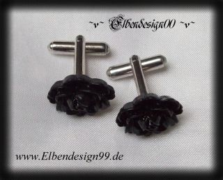 Manschettenknoepfe Black Rose LARP Steampunk cuff links schwarz