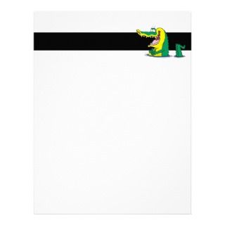 silly alligator crocodile cartoon character letterhead design